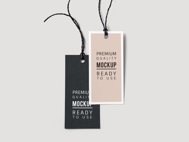 Pair of fashion label tag mockups